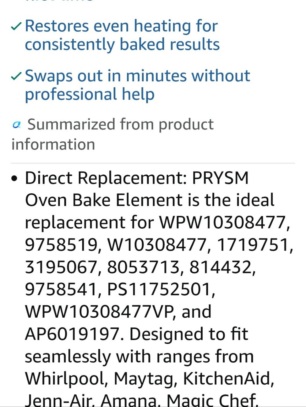 Oven Bake Element - Replacement Heating Element